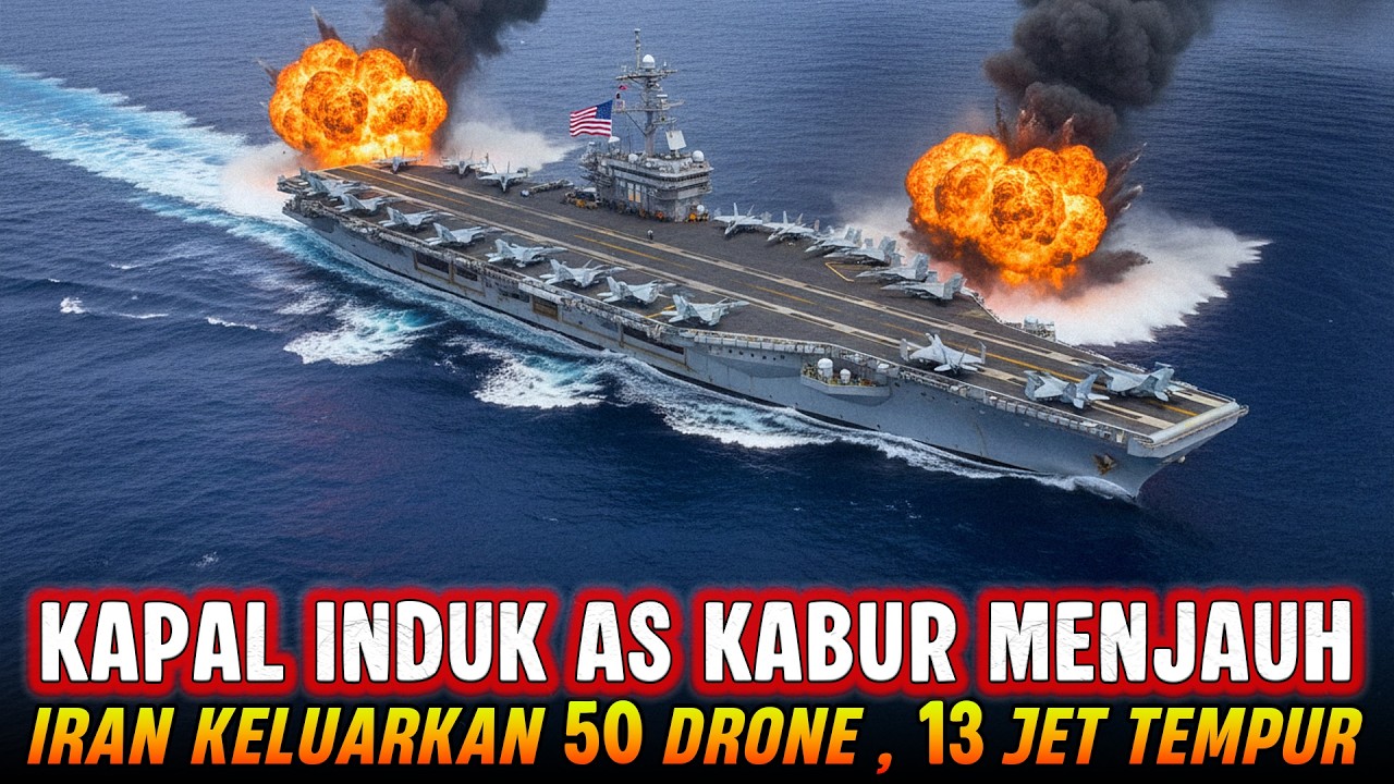 PUKUL MUNDUR KAPAL INDUK AS‼️IRAN KERAHKAN 50 DRONE SHAHED-13 ‼️