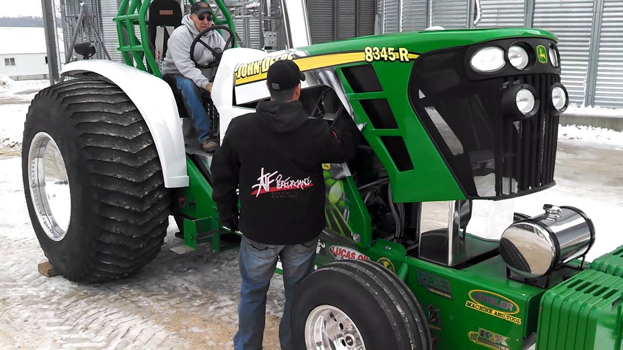 Pro stock pulling tractor warm up