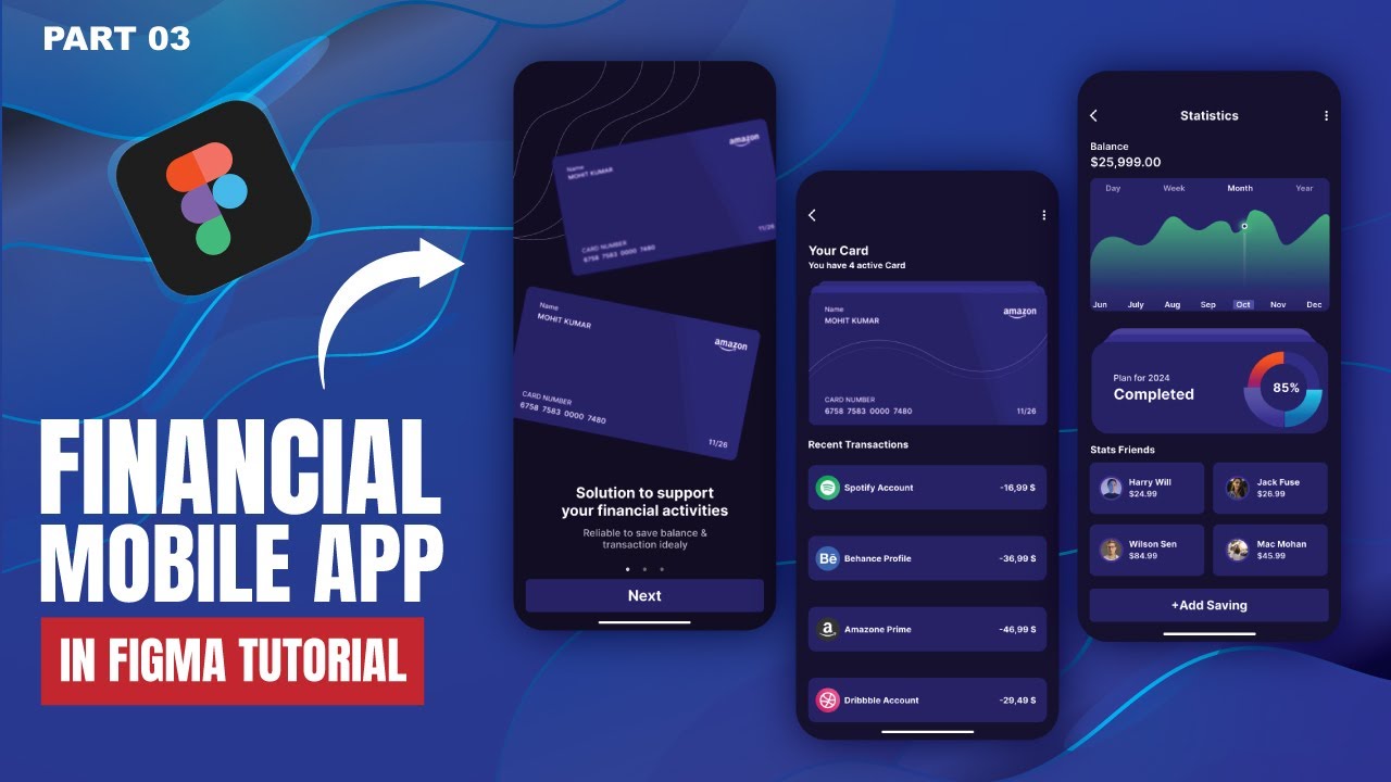 Create a PROFESSIONAL Financial mobile banking app UI/UX Design in Figma #part3