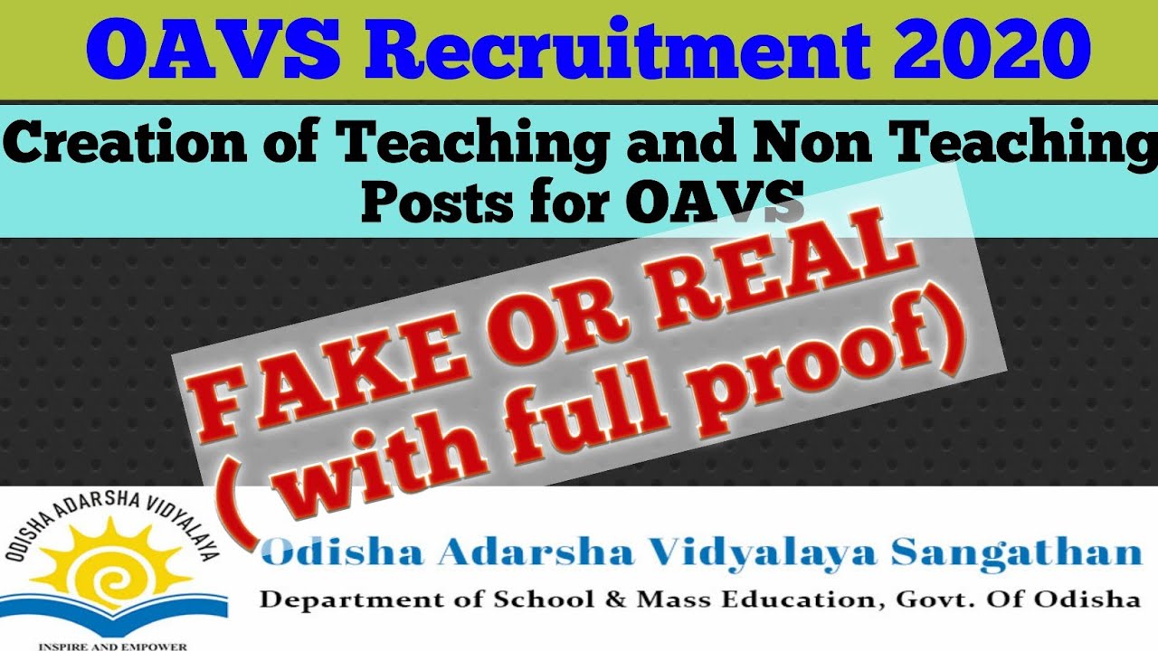 OAVS Recruitment notification 2020 // Fake or Real with full proof // odisha Adarsha vidyalaya