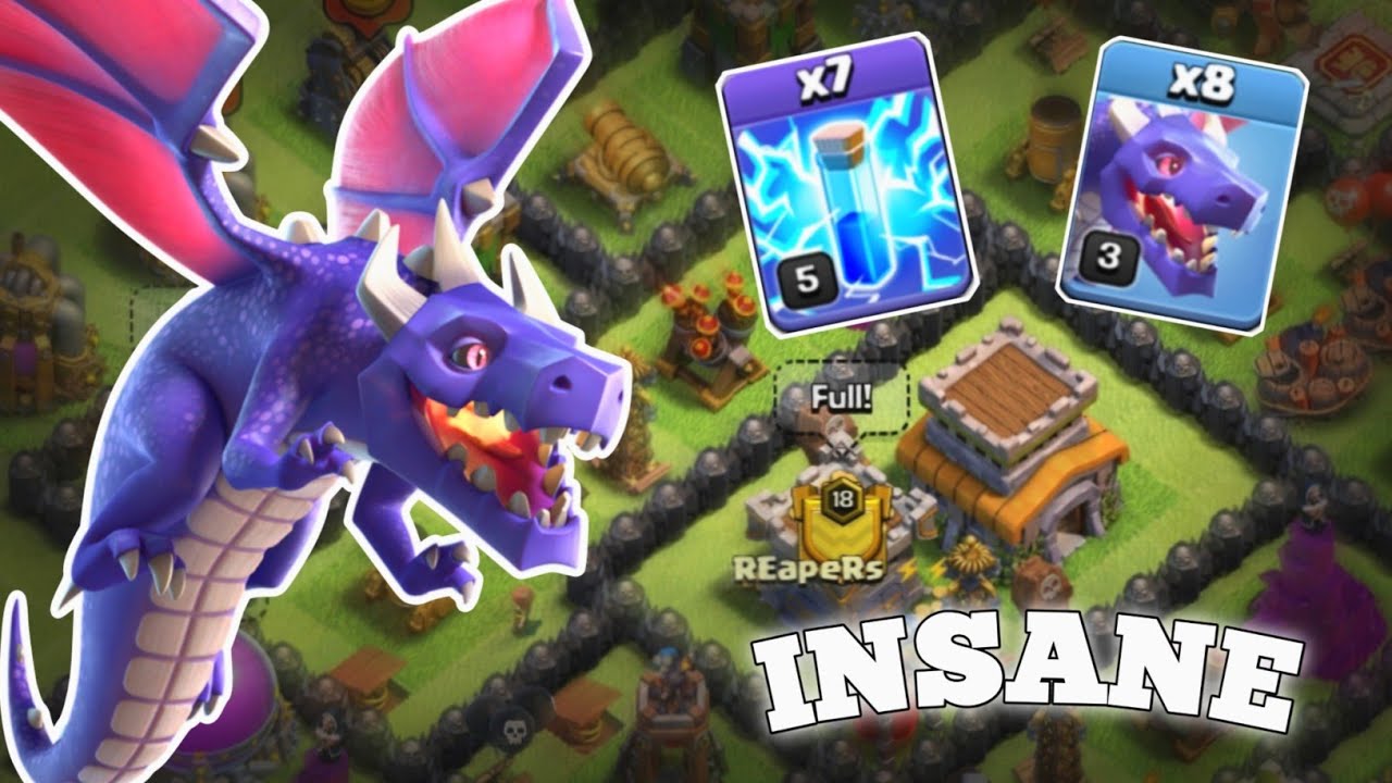 Zap Dragon Attack Strategy For Th8 | Mass Dragon Attack  Strategy For Townhall 8 - Clash Of Clans