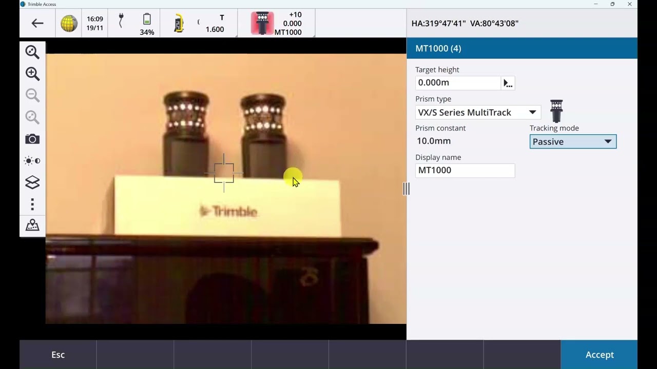 Trimble Access - Настройки и работа с призмой MultiTrack (MT1000) серии VX/S