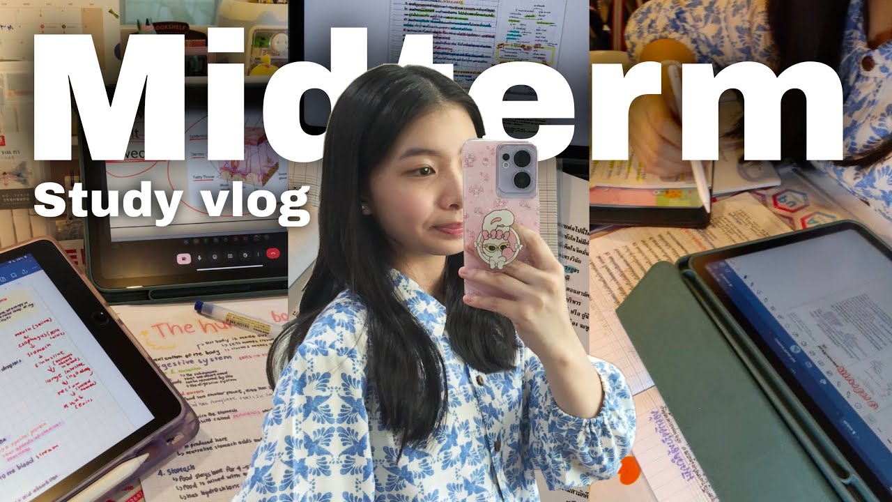 Midterm study vlog✨ studying, making notes, flashcards, etc.