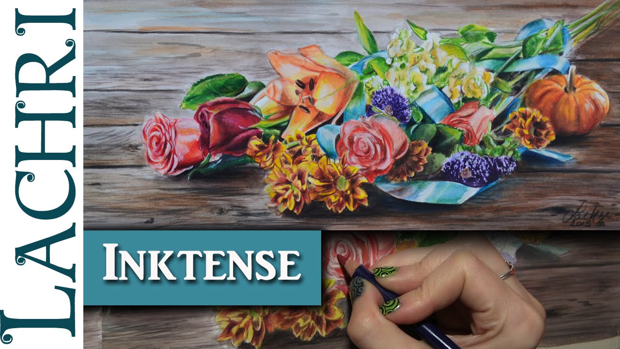 Inktense Fall Flowers painting demonstration w/ Lachri