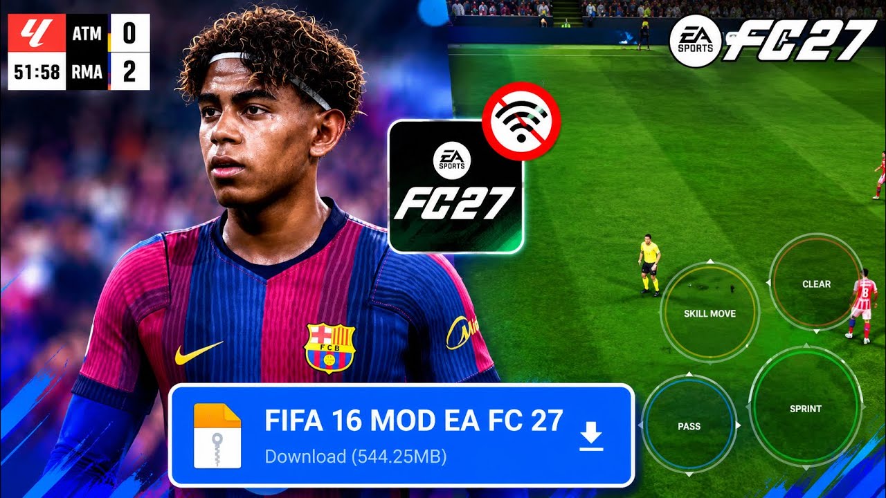 FULL UPDATE 2026! FIFA 16 MOD FC 27 Android Offline Career Mode, Grafik HD, Kits 26/27 & Transfers