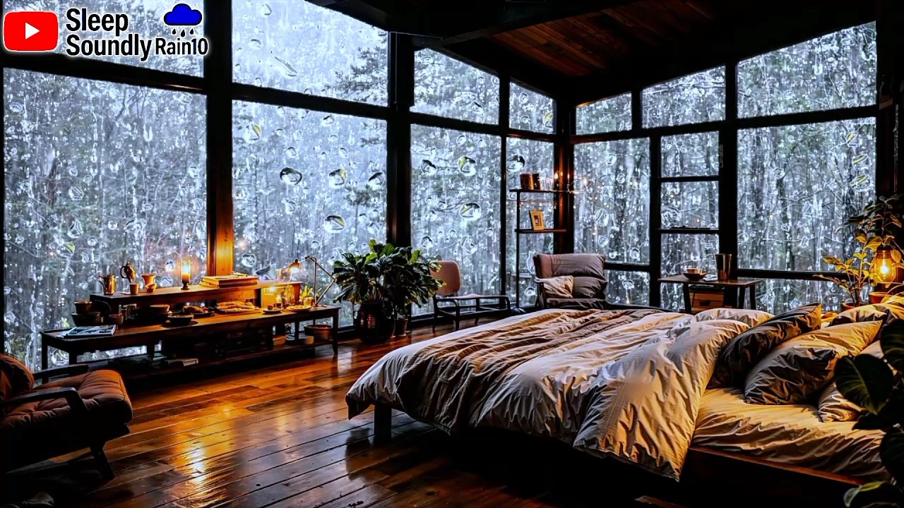 Beat Insomnia Fast - Violent Thunder & Heavy Rain Sounds on Window at Night