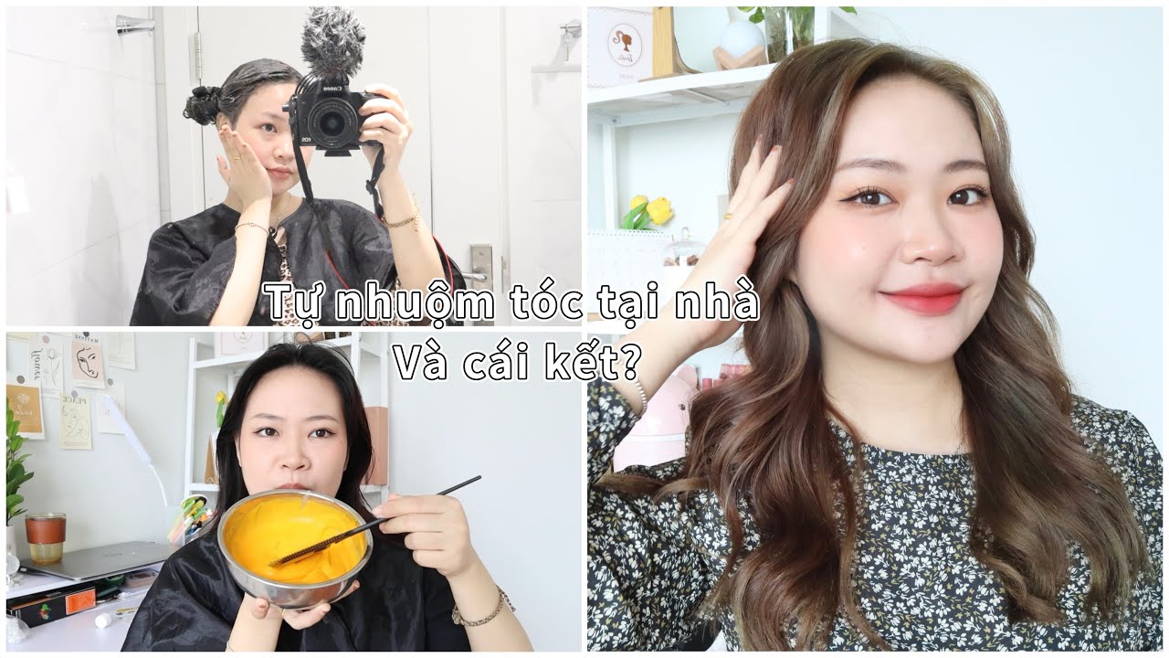 Nhuộm tóc tại nhà Bất Ổn | Bóc đen, nhuộm màu nâu khói | Ngọc Búnn