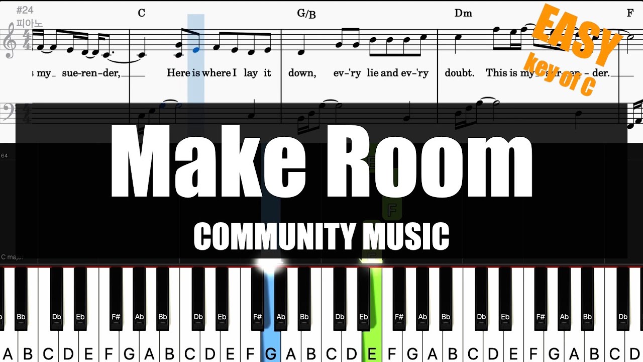 🎹COMMUNITY MUSIC - Make Room (Key of C) | Sheet + Lyrics + Chords Piano Easy Tutorial🎹