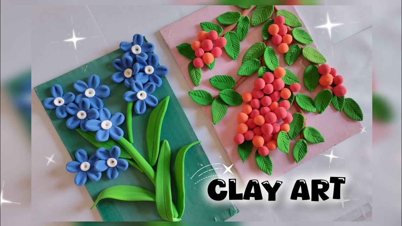 cute Room decor Craft ideas using super clay 🎀🌙🌿🌼 || floral art 🎀|| grapes 🍇 art tutorial