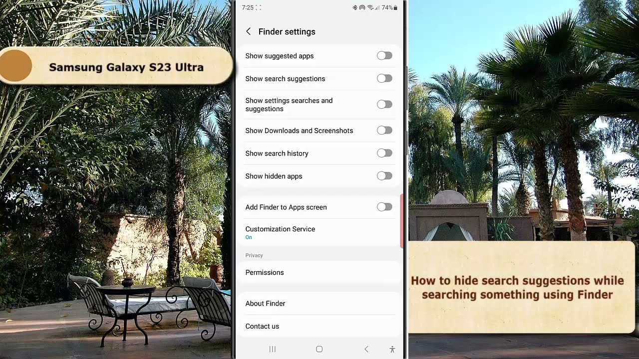 Samsung Galaxy S23 Ultra : How to hide search suggestions while searching something using Finder
