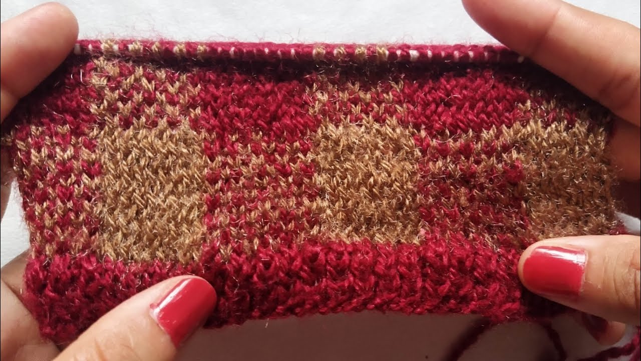 2 colours plaid knitting pattern / design