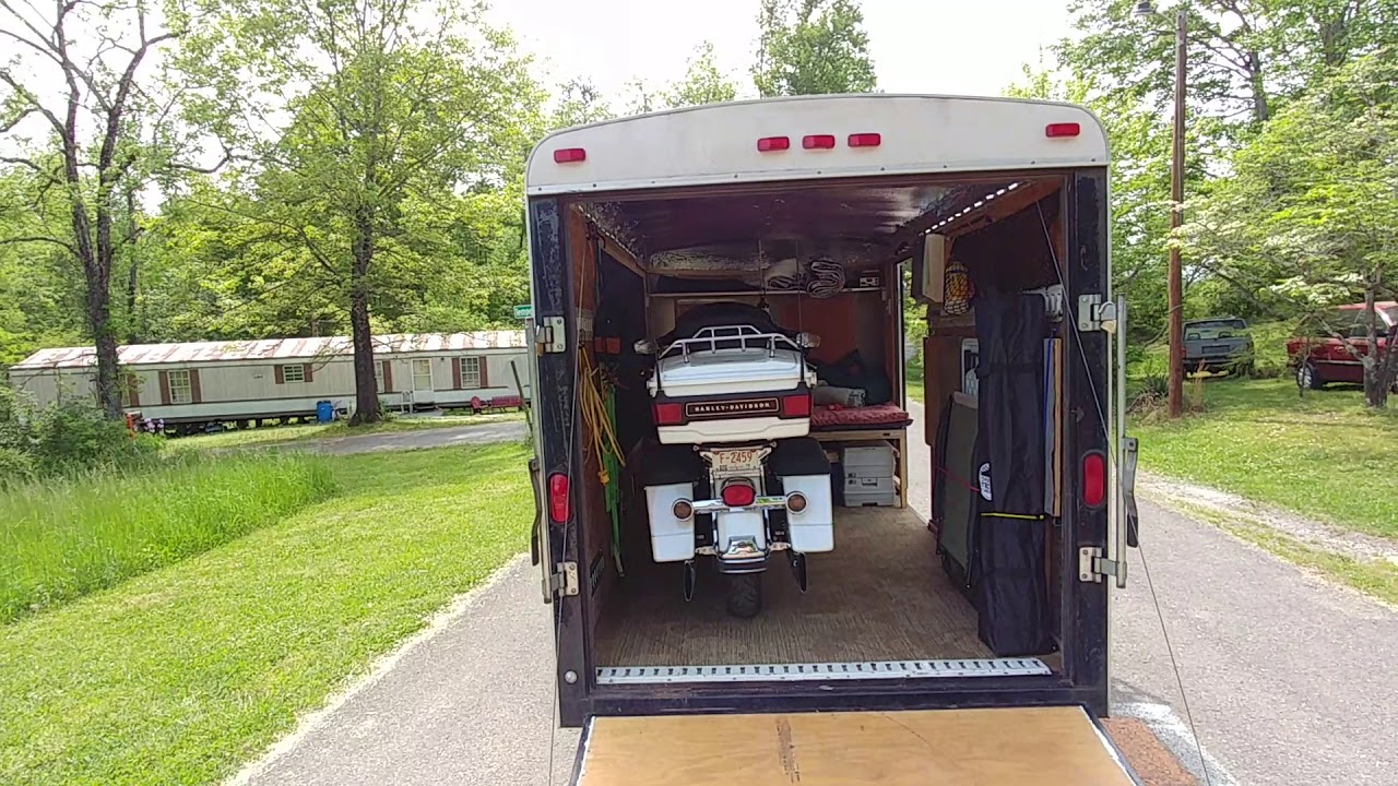 Enclosed trailer motorcycle camping