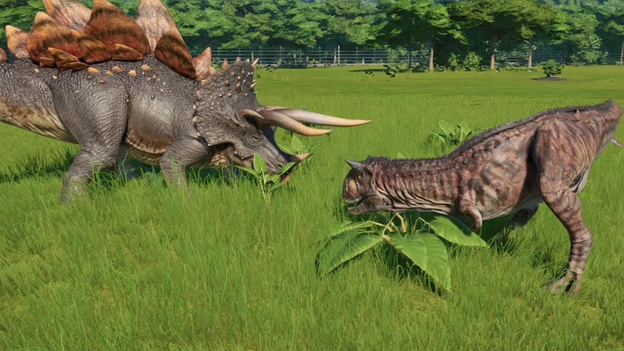 Stegoceratops VS Carnotaurus Update 1.6 - Jurassic World Evolution
