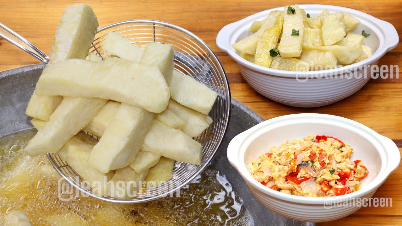 HOW I MADE FRIED YAM & EGG SAUCE RECIPE !! #COOKING AFRICAN MOST DELCICIOUS BREAKFAST FOOD...