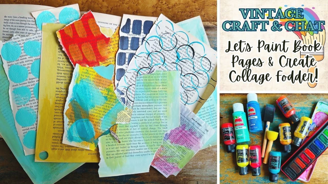 Let's Create Painted Book Pages for Collage Fodder! #collagefodder #collagepaper #painting