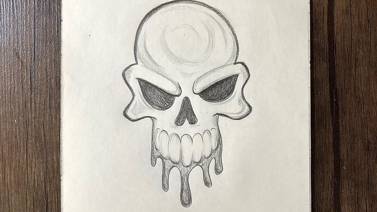 Cool easy pencil drawing ideas for beginners | how to draw a skull step by step | sketch