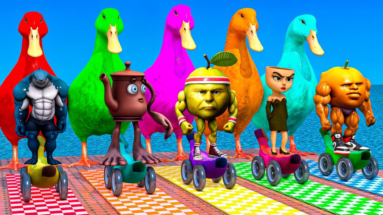Long Slide Game With Cow Elephant Gorilla Hippopotamus Tiger 3d Animal Game Funny 3d Animals