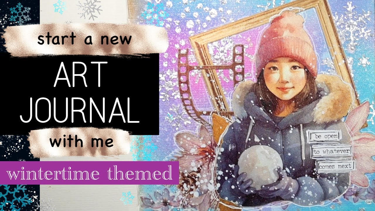 Winter Art Journal spread | going back to art journaling after many years!