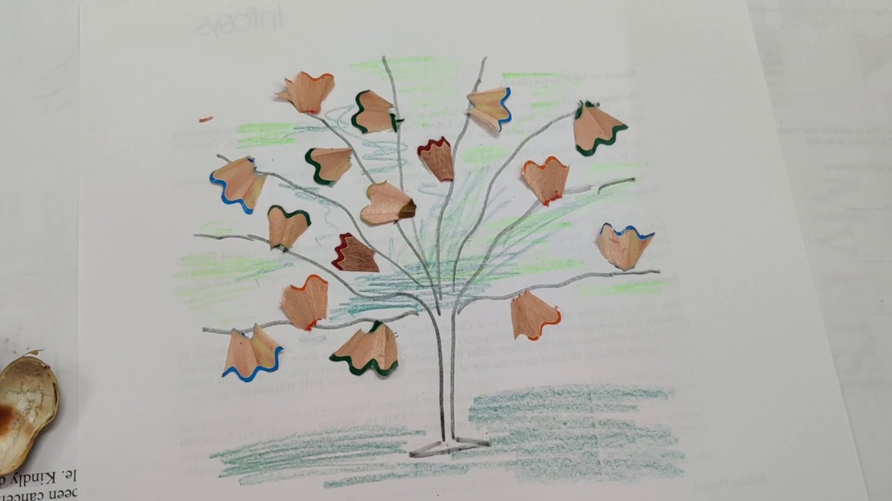 Pencil shaving art - How to make a colourful tree (Arts and craft) VBS Vacation Bible School