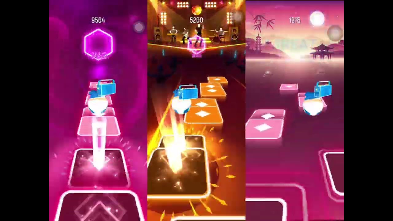 Tiles Hop| Sheet Music Boss - Rush E / Easy vs Normal vs Hard Version