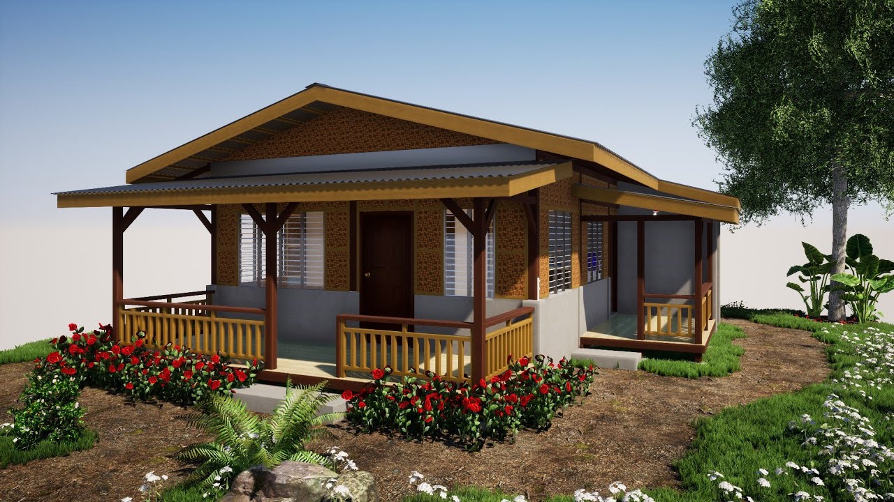 House tour - (45sqm.) 2 Bedrooms, half concrete, half amakan, house tour (part 2)