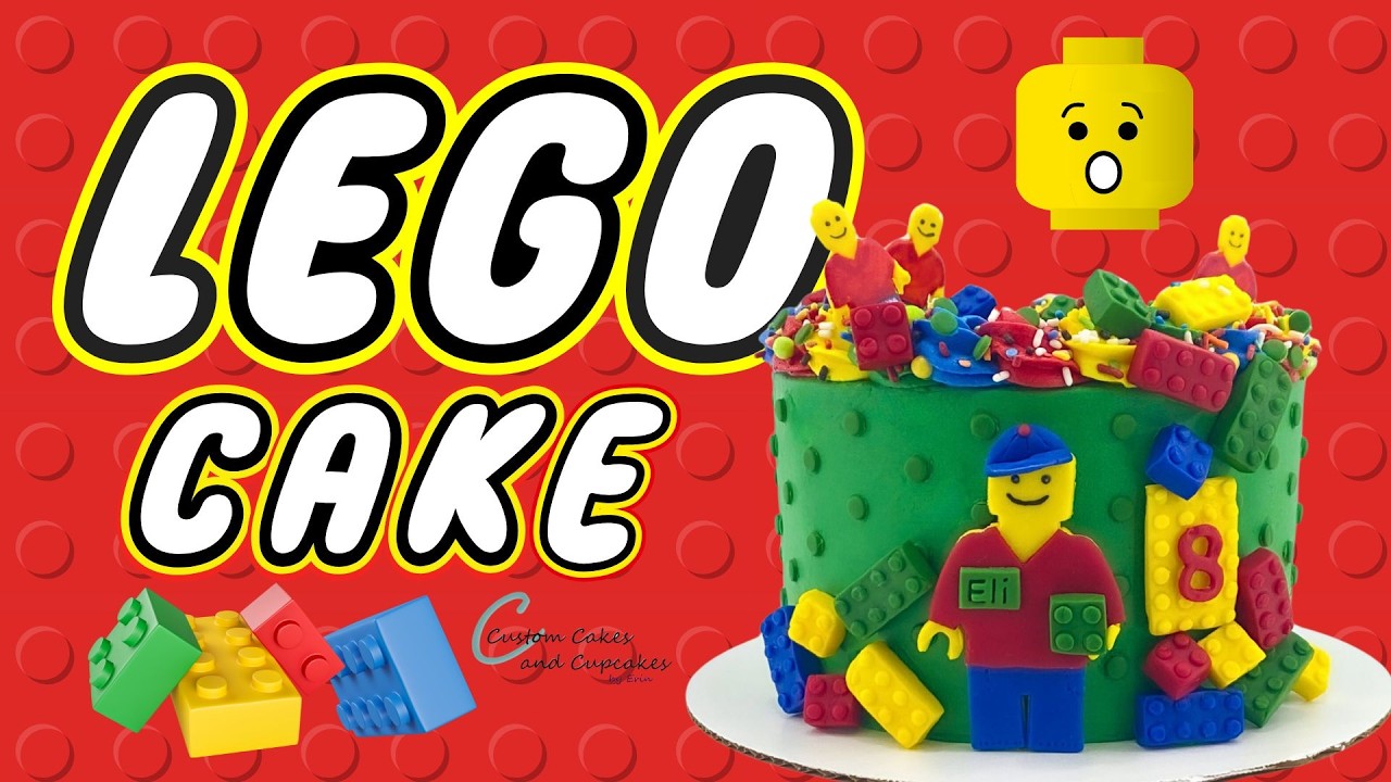 LEGO CAKE Tutorial | How to Make Blocks Toys Theme Birthday Cake, Easy Fondant Topper Rainbow Border