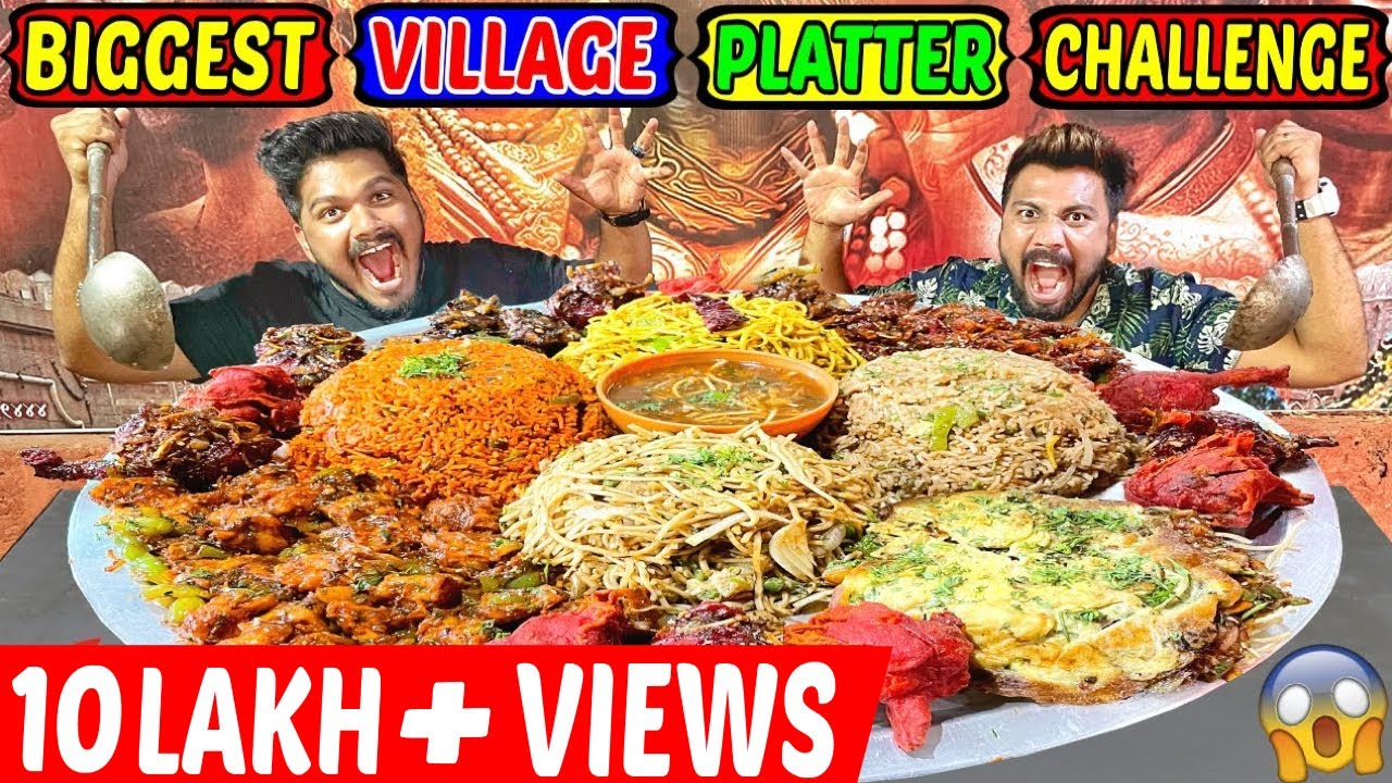 BIGGEST VILLAGE CHINESE PLATTER CHALLENGE | MASSIVE CHINESE PLATTER EATING COMPETITION (Ep-371)