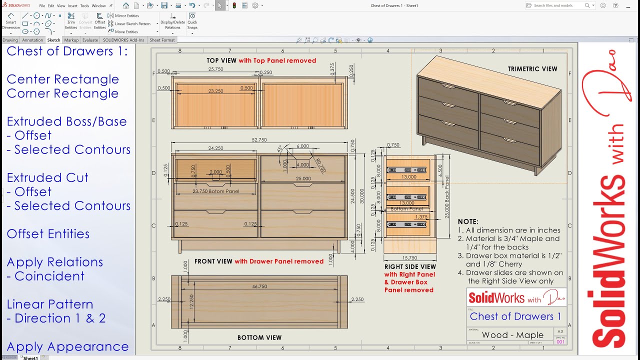 Chest of Drawers 1- Design and Tutorial with Solidworks | DIY Furniture