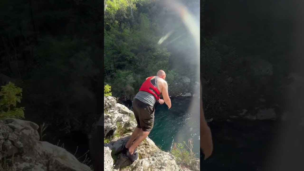 Cliff Jumping at the Cetina River Split