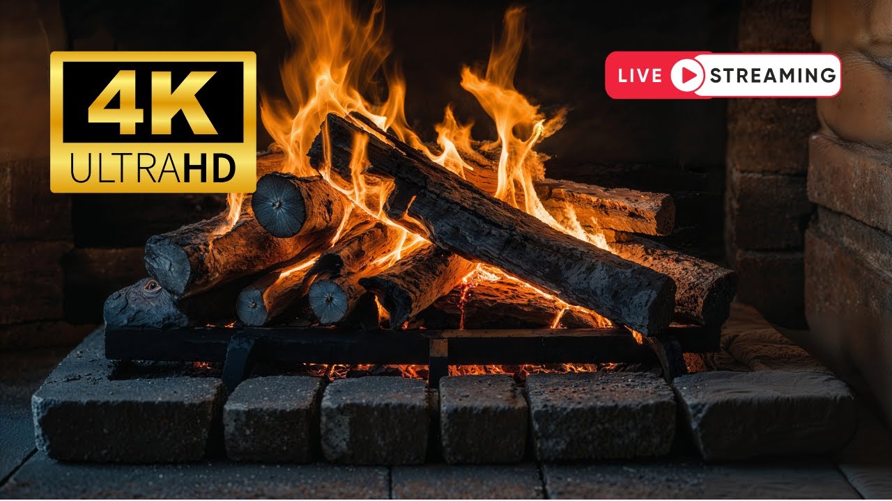 LIVE  Fireplace Night of Calm : Burning Logs,Crackling Sounds, and the Serenity of Pure Relaxation🔥