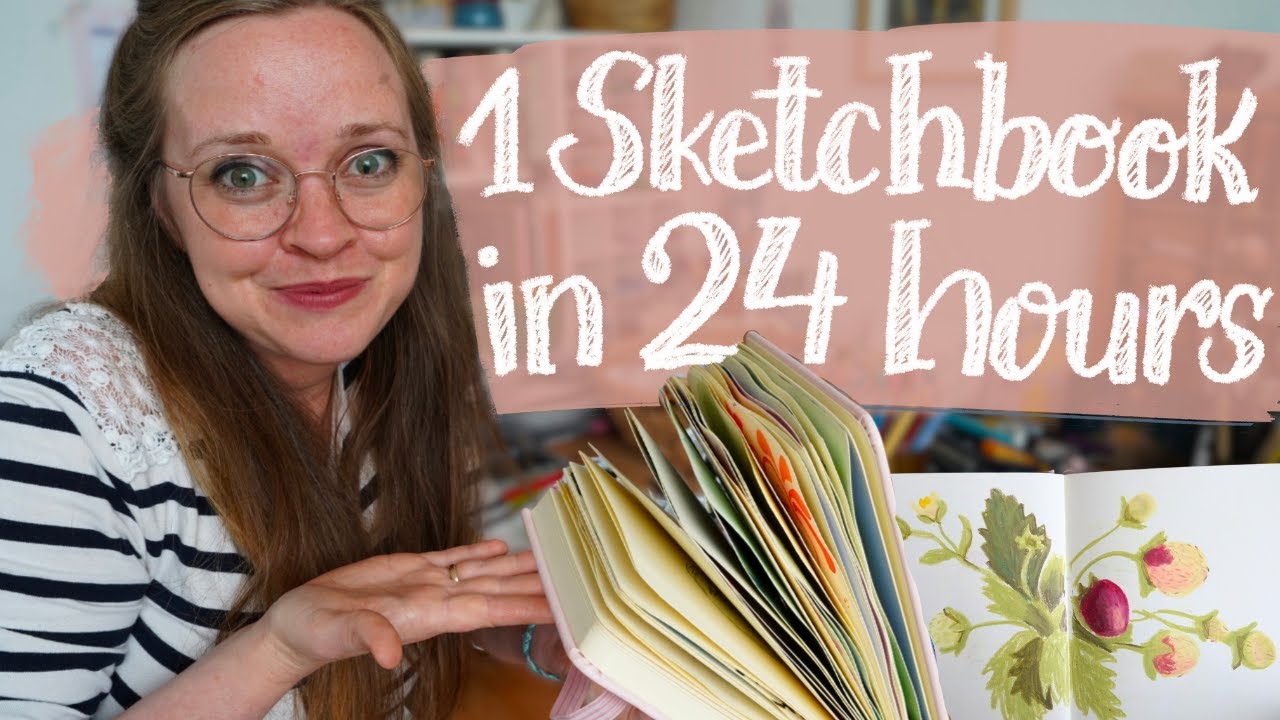 Filling an ENTIRE Sketchbook in one day!? 💪- Art challenge accepted | mixed media