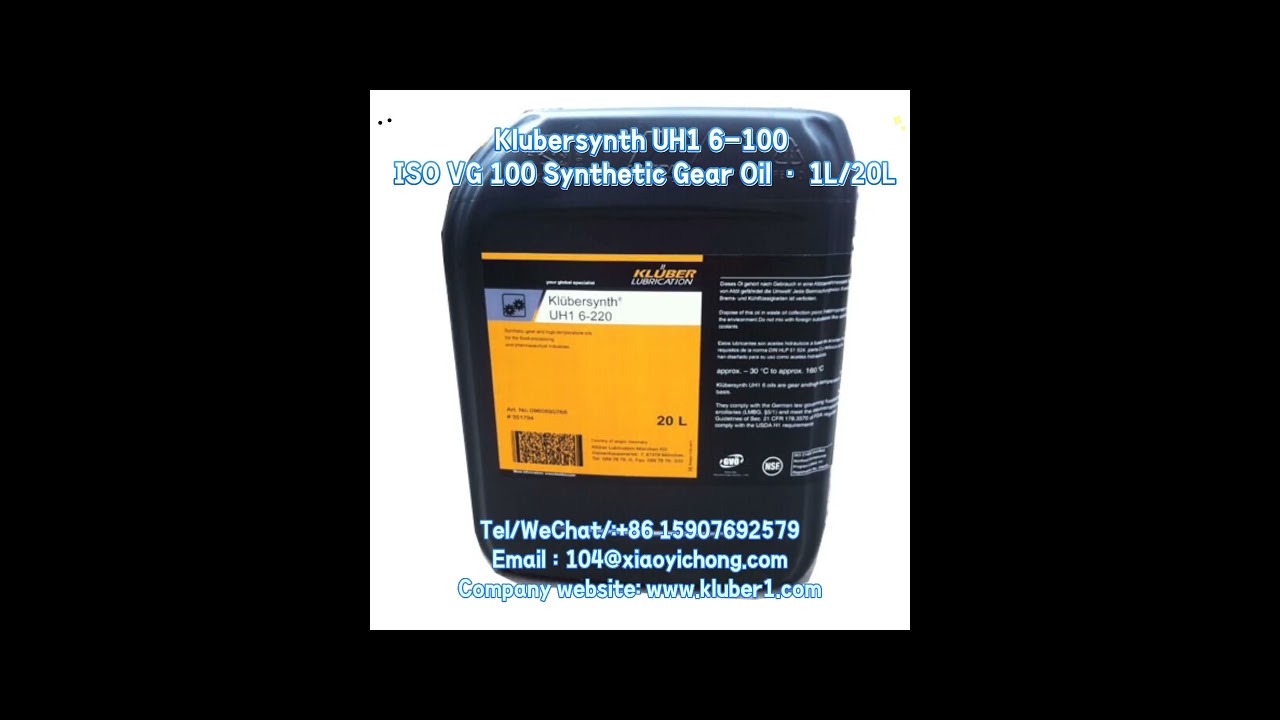Klubersynth UH1 6-100 ISO VG 100 Synthetic Gear Oil · 1L/20L🛠 Food-grade synthetic gear oil