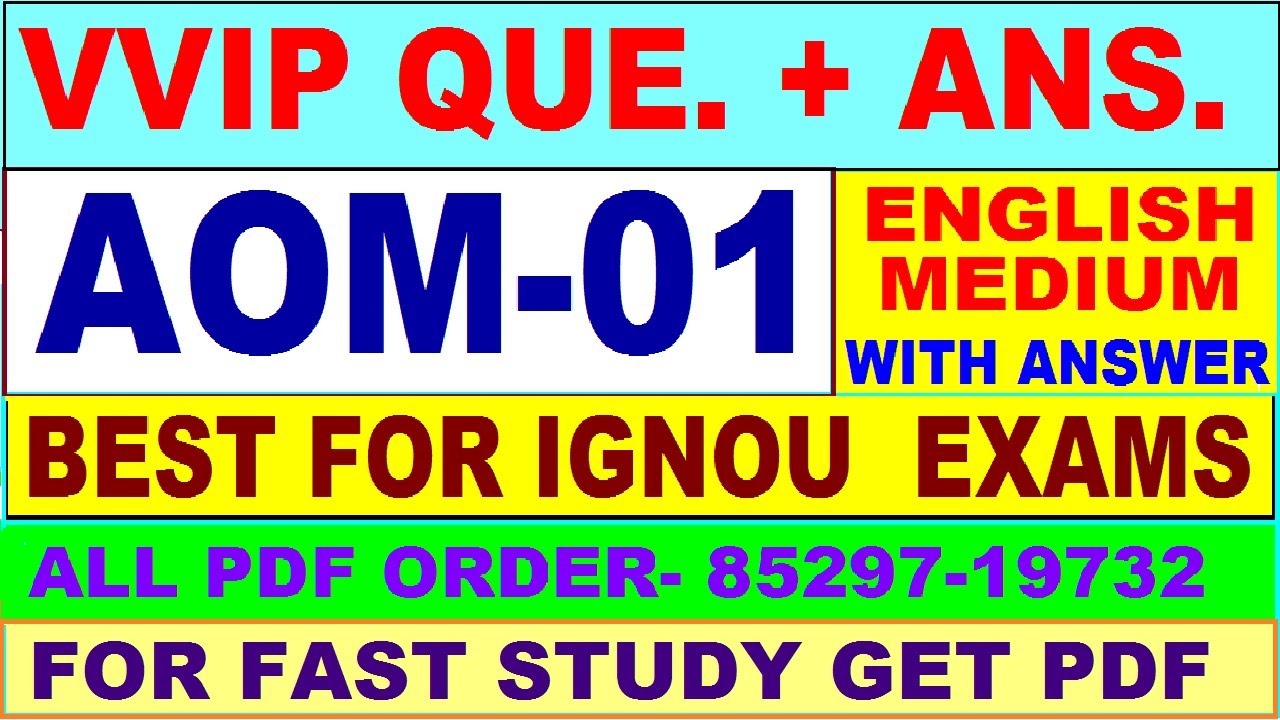 AOM 01 important questions with answer in English | aom 01 Previous Year Question Paper