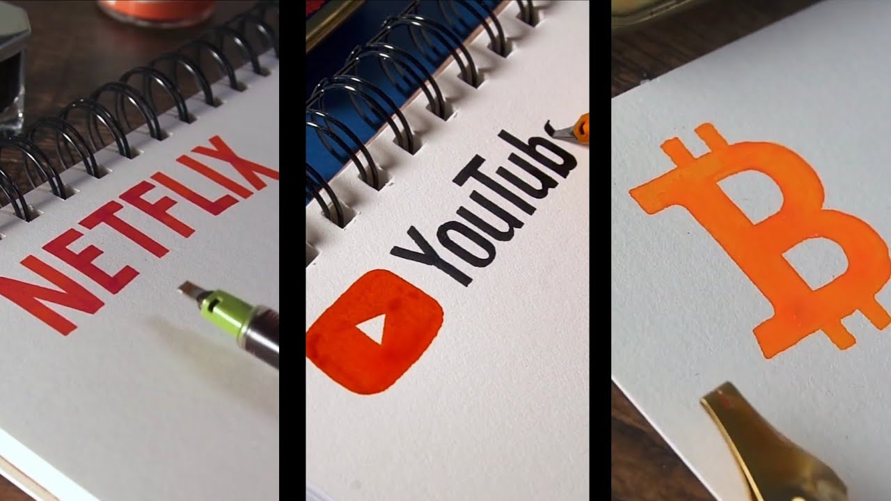 AMAZING CALLIGRAPHY DRAWINGS  FAMOUS BRANDSOGOS | LOGO CALLIGRAPHY| Netflix | YouTube | Bitcoin|