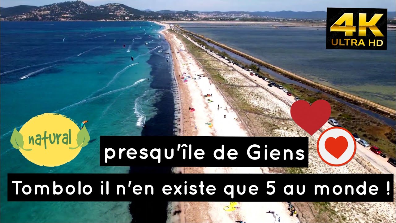 Tombolo presqu'&icirc;le de Giens 🇨🇵🌴 une des plus belles plages du monde.(4K✨)