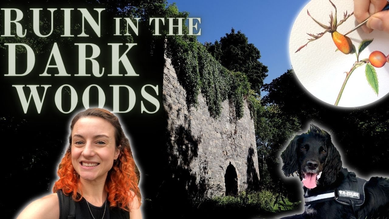 RUIN IN THE DARK WOODS | Fife, Scotland | Painting Wild Rosehips in Watercolour | Ep34