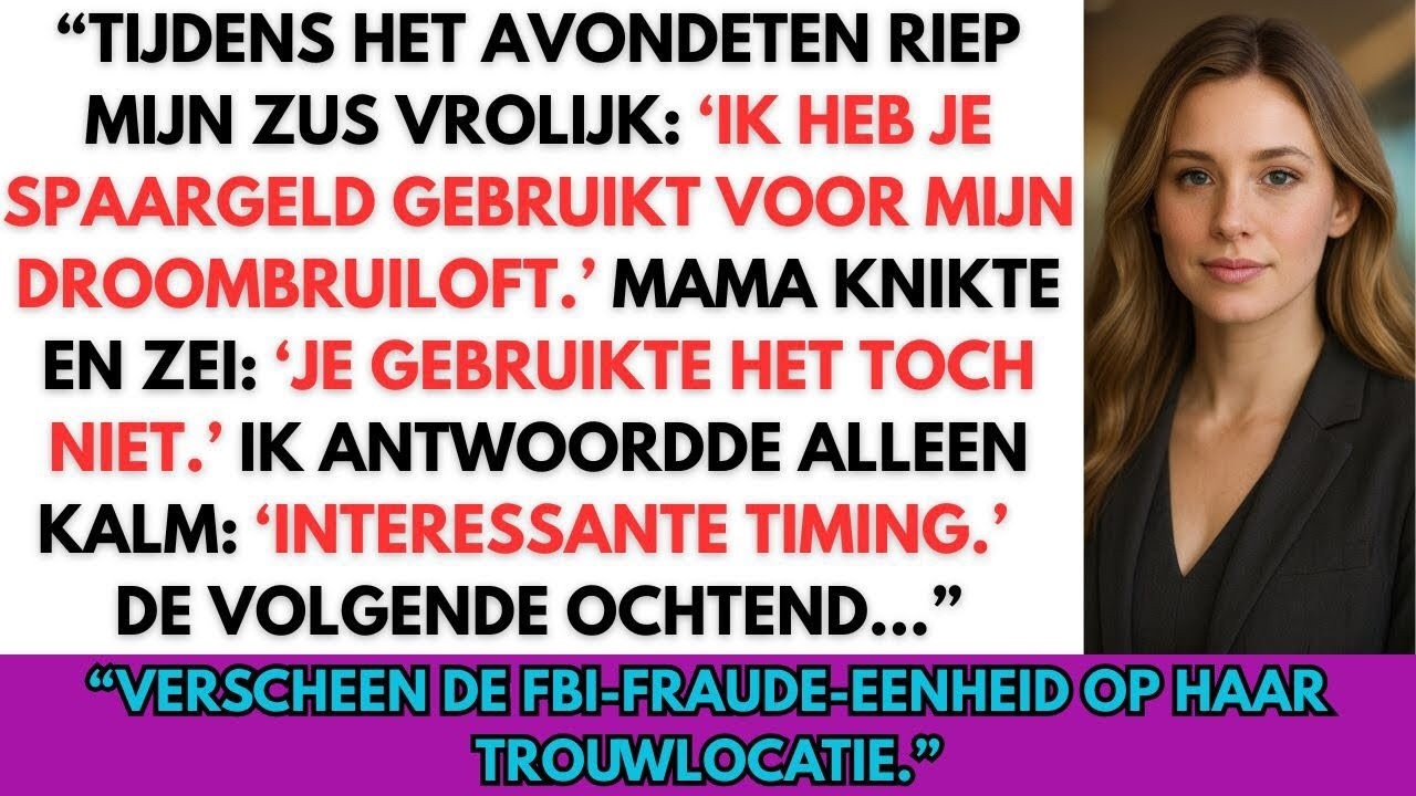 “Mijn zus plunderde mijn bankrekening voor haar bruiloft — ze wist niet dat ik bankinspecteur ben.”