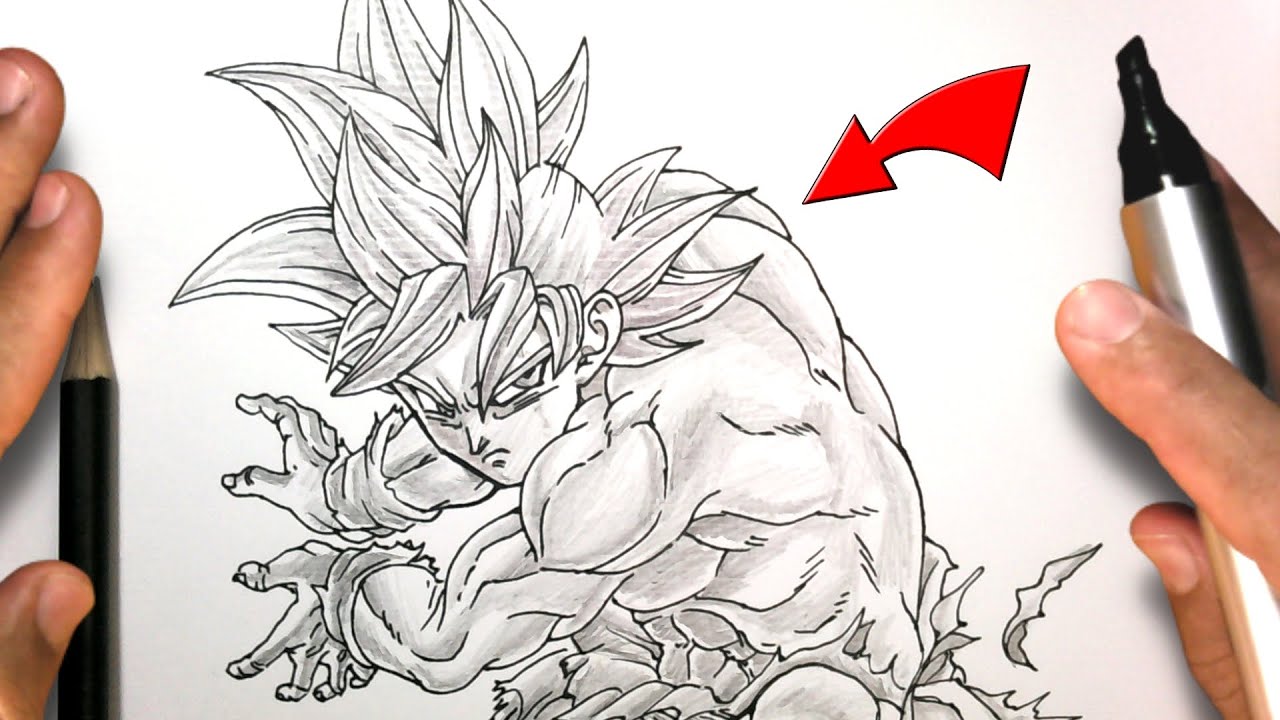 cómo dibujar el instinto goku ultra superior, cómo dibujar paso a paso