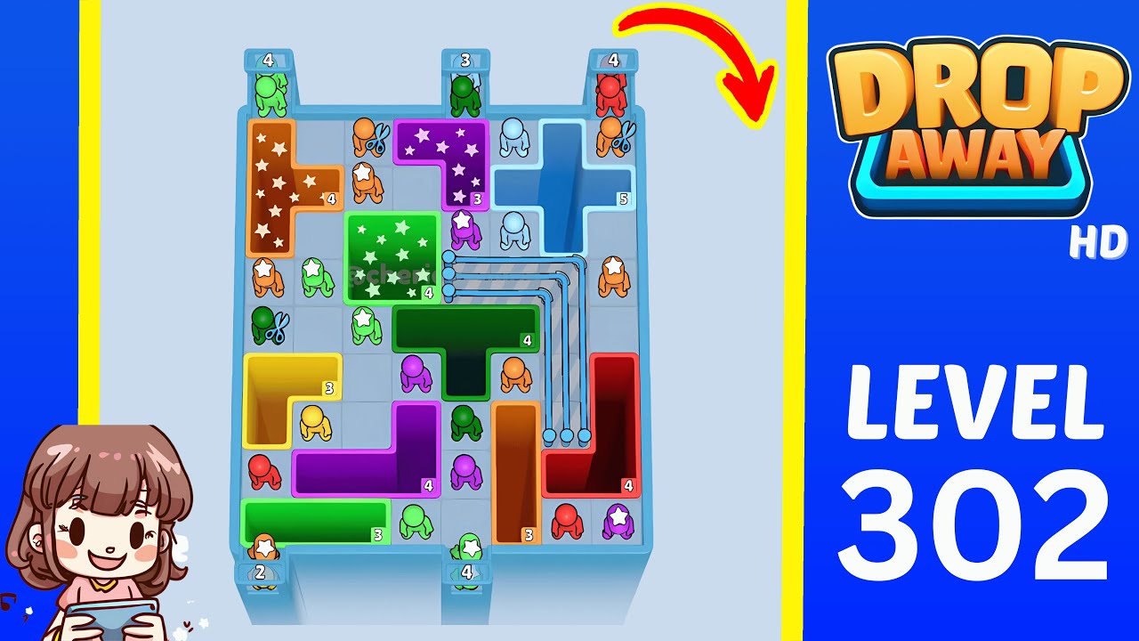 Drop Away Level 302 Solution Walkthrough
