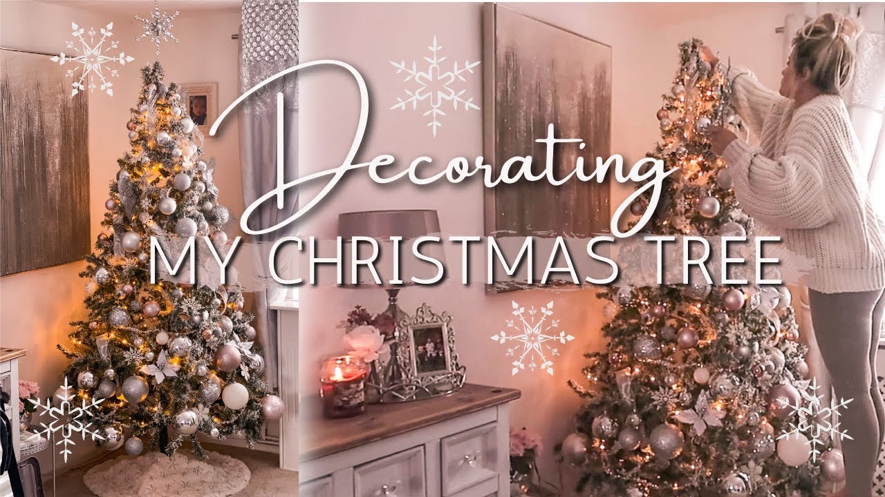 DECORATING MY CHRISTMAS TREE 2021 | DECORATE WITH ME | Silver, White & blush pink!