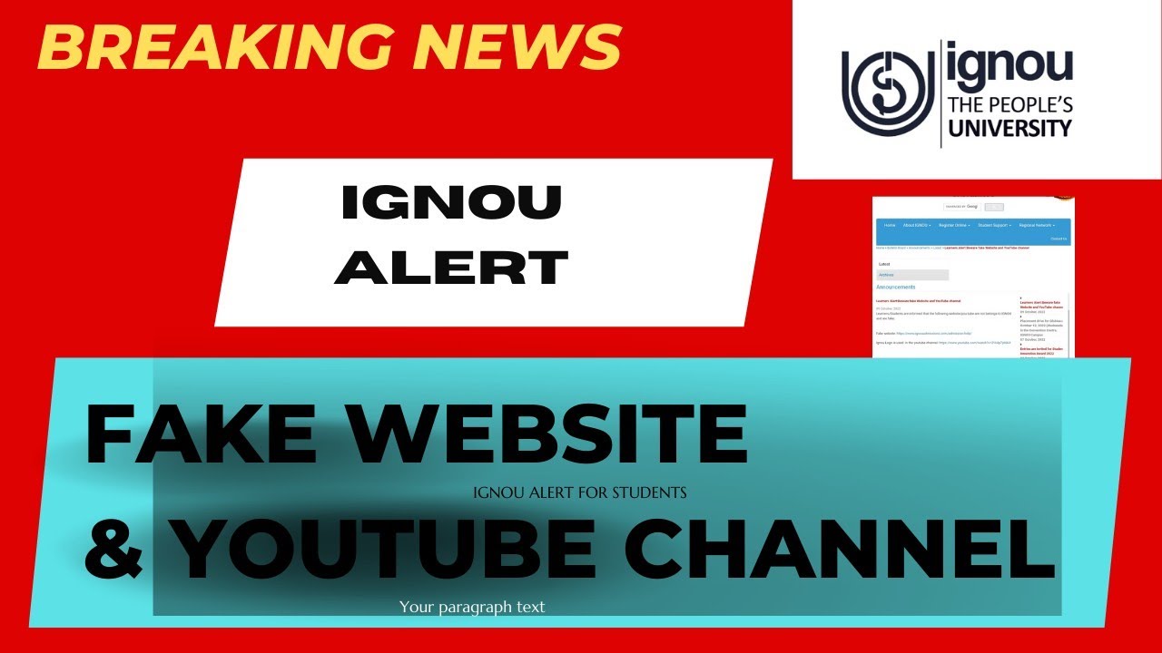 BREAKING: Fake Website and YouTube Channel Alert IGNOU
