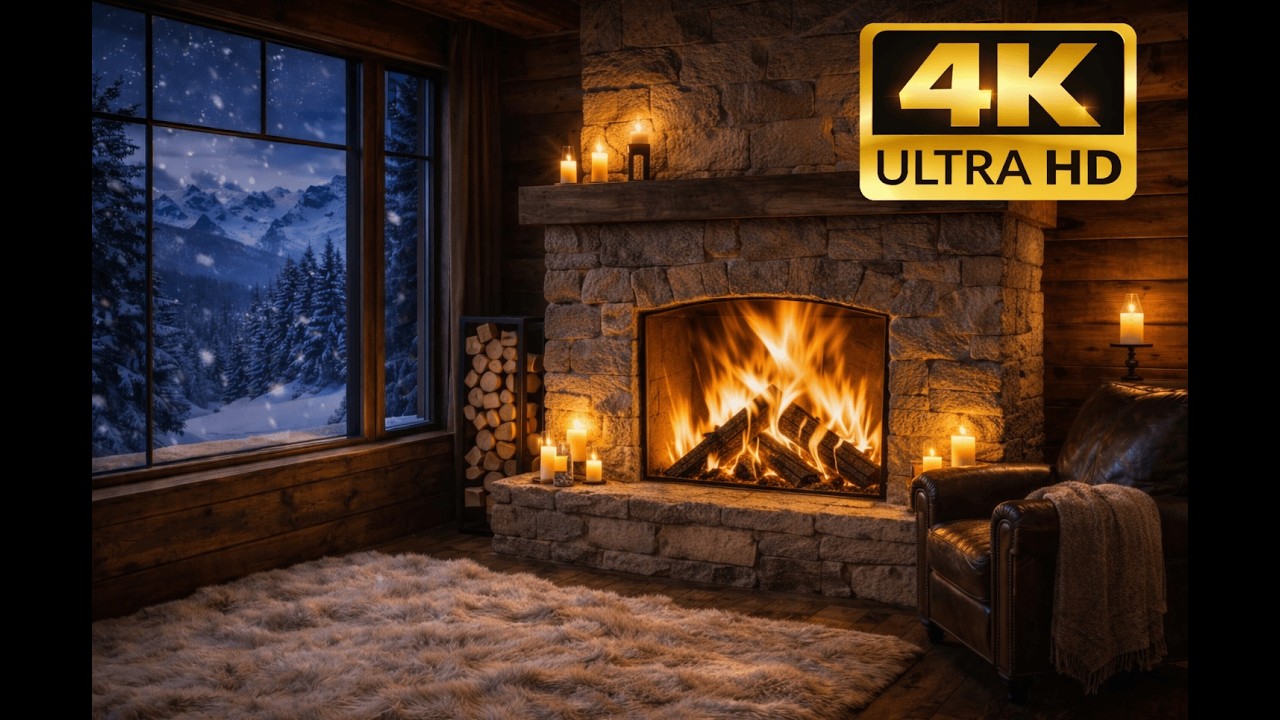 Cozy Fireplace 7 Hours 4K | Crackling Fire Sounds for Sleep, Study & Relaxation
