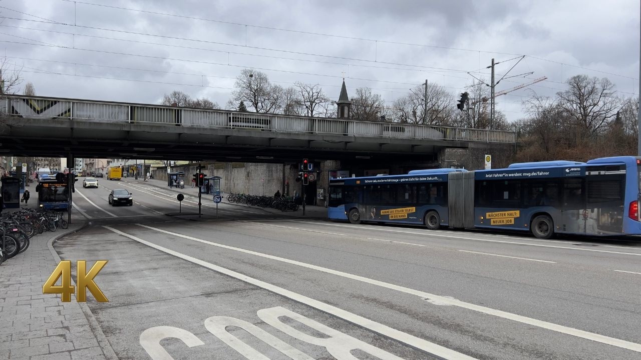 Munich, Germany - Midday Walk from Harras Station to Am Gasteig - 4K 60fps