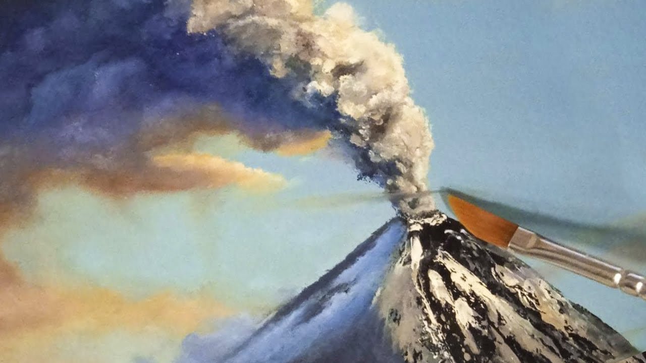 How to paint an erupting volcano. Oil painting. Step by step | 21
