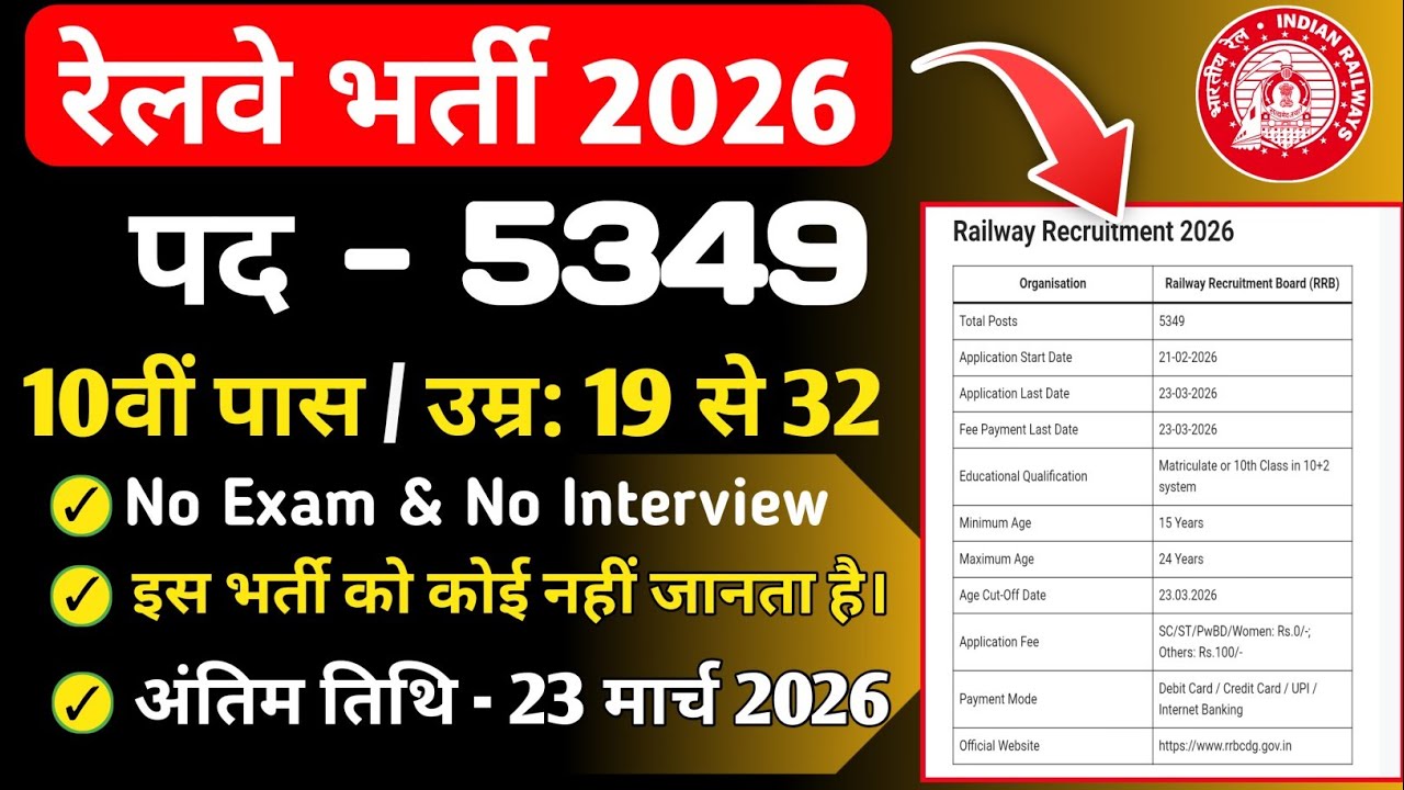 RRC Northern Railway Recruitment 2026 | RRB New Vacancy 2026 | By Sonu Sir 