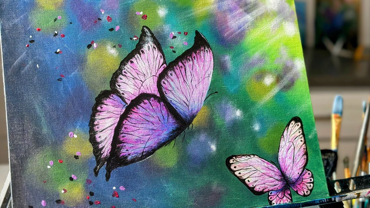 Part 2 Butterfly painting / bokeh background painting / painting tutorial for beginners 