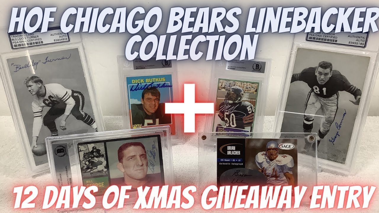 Chicago Bears HOF Linebacker Football Card Collection + 12 Days Of Christmas giveaway Entry day 1.