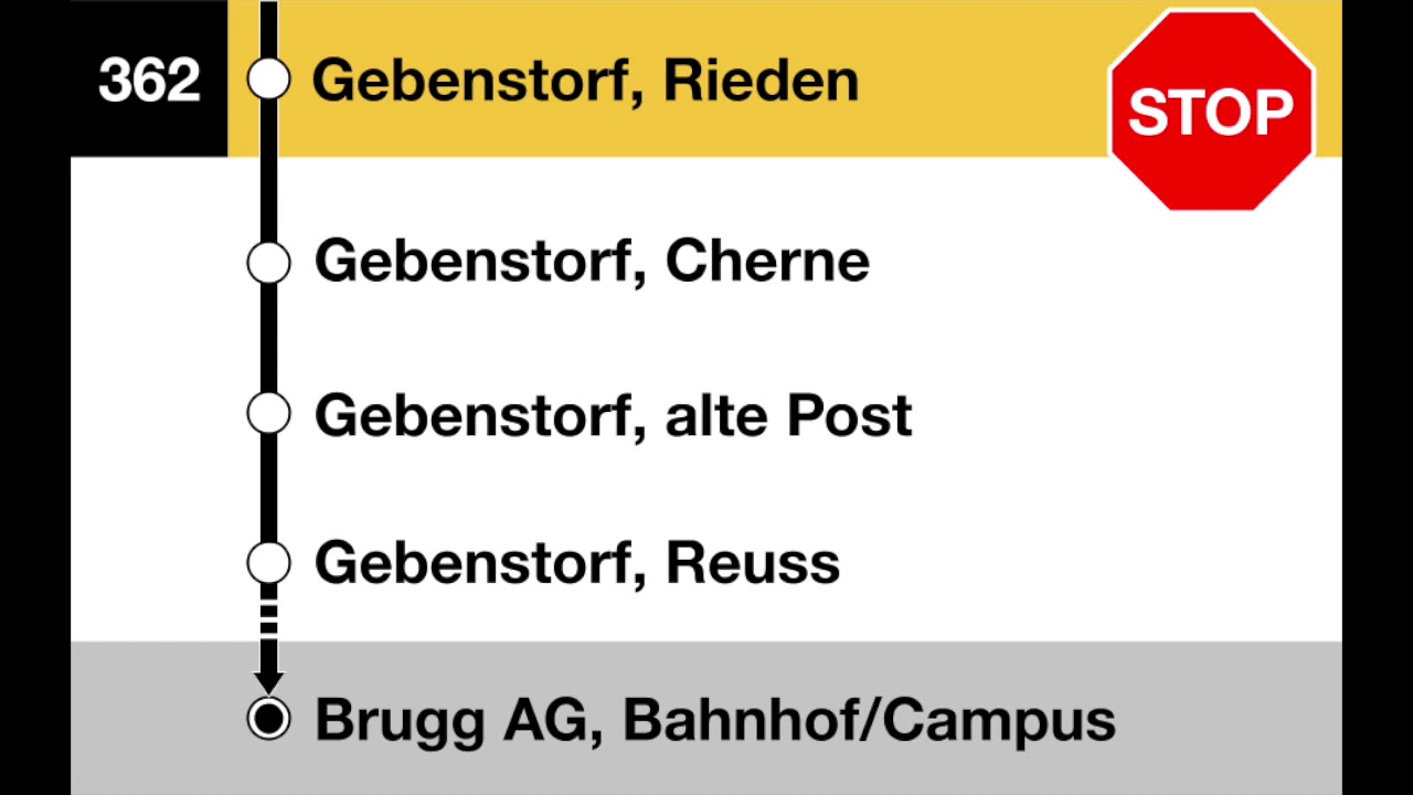 PostAuto Ansagen - 362 Mellingen-Heitersberg – Brugg AG