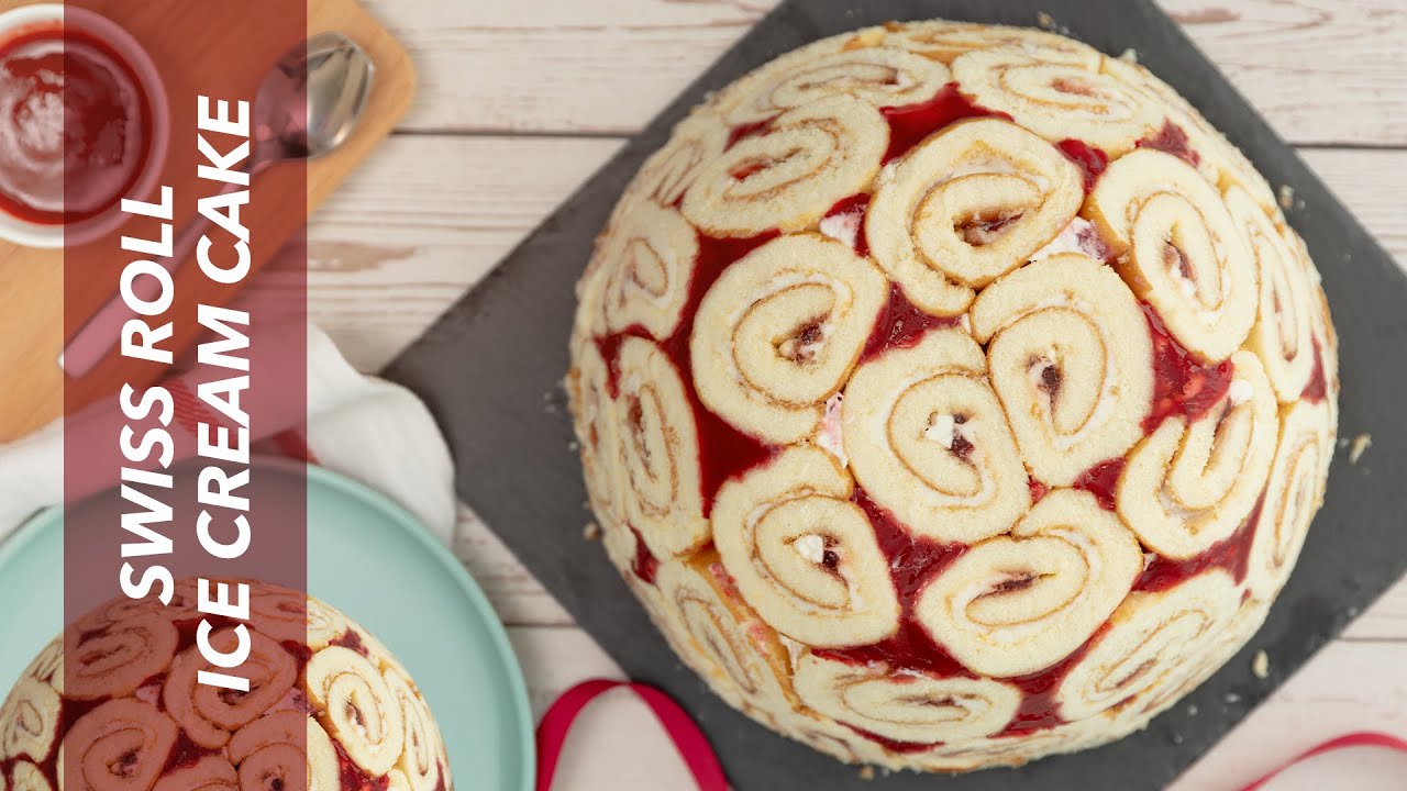 Swiss Roll Ice Cream Cake | Easy Bombe Cake recipe | Dome Ice Cream cake
