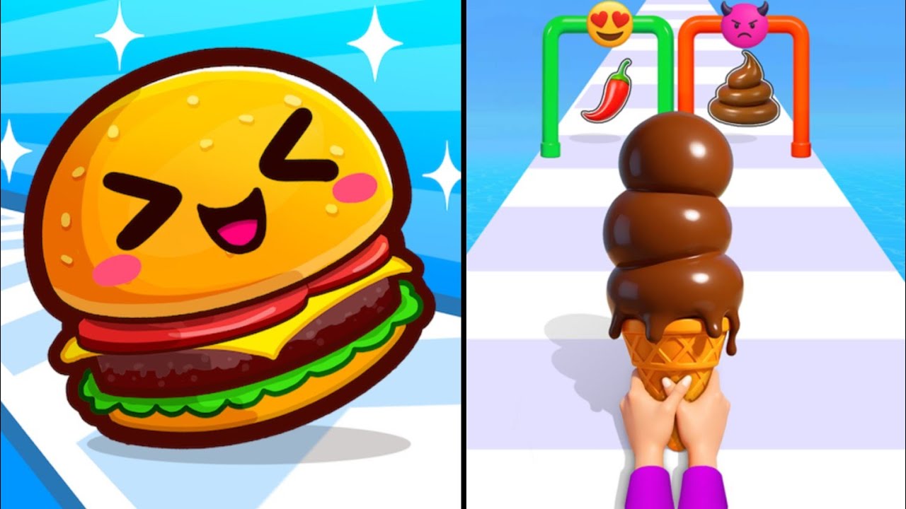 Stacky Ice Cream Runner VS Food Run - Max Levels SpeedRun Gameplay (iOS Android)